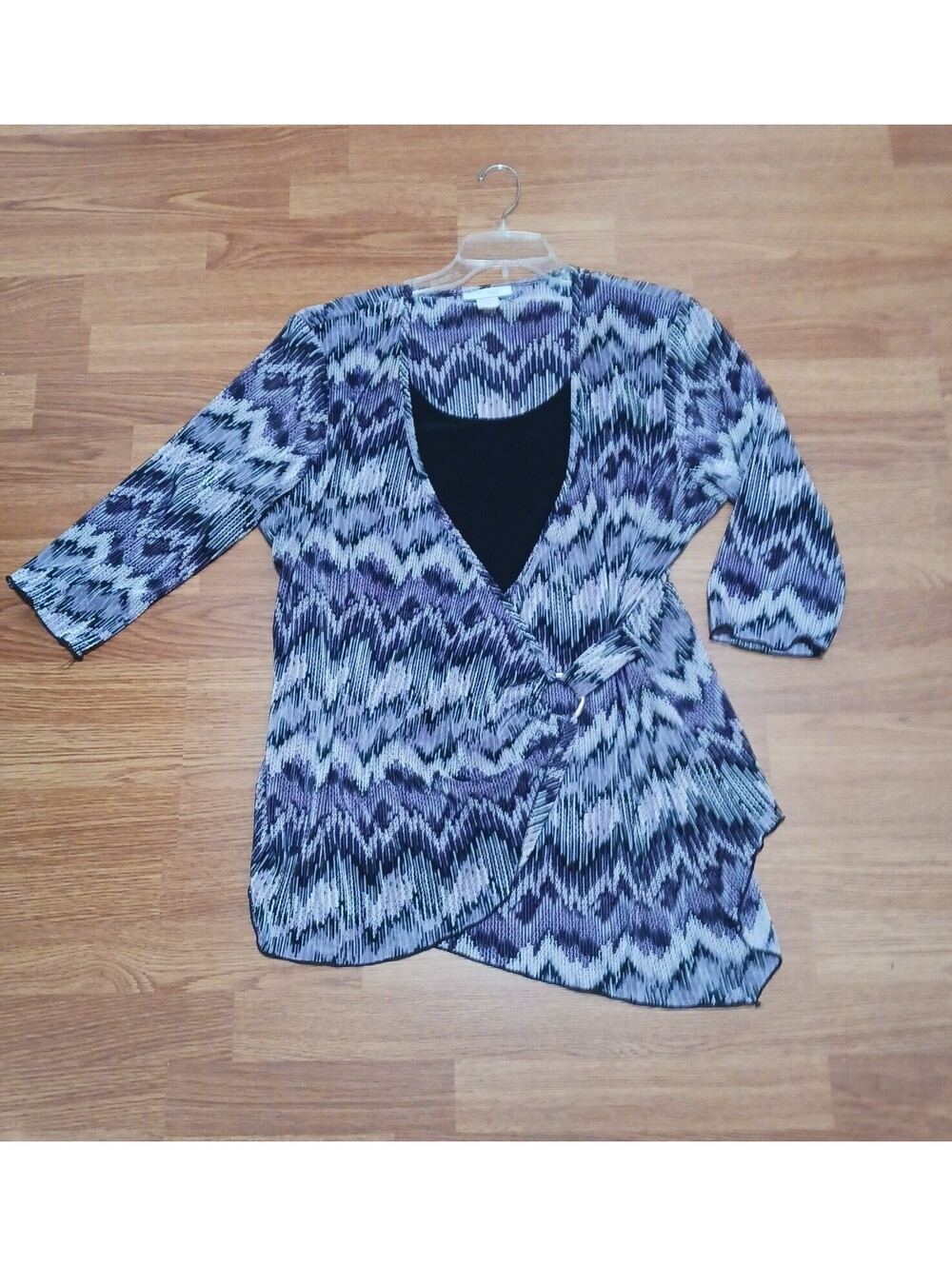Dressbarn Women's  Purple & Black Long sleeves Pullover  Knit  Top  2X